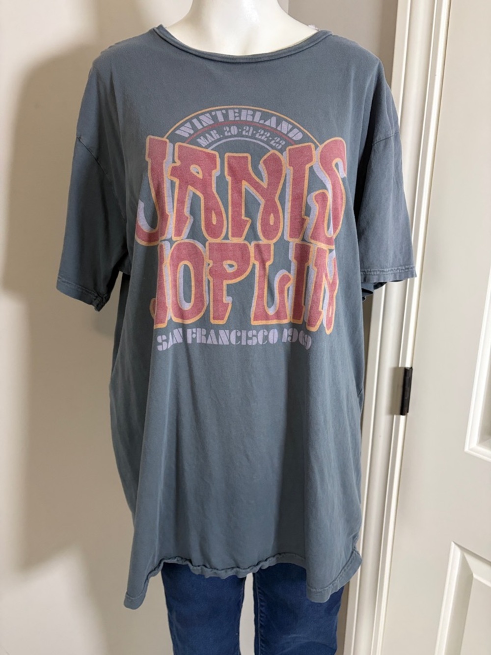 Retro Brand Janis Joplin T Shirt Crewneck Short Sleeve Grey Winterland Sz XL